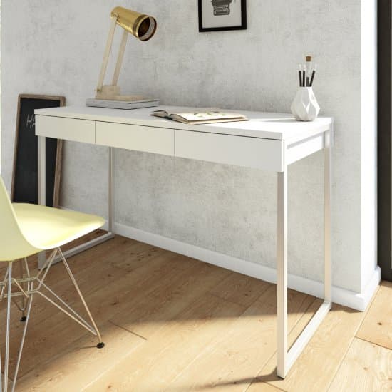 שולחן כתיבה עם מגירות ורגלי ברזל דגם ענת מבית Home Decor - צבע לבן